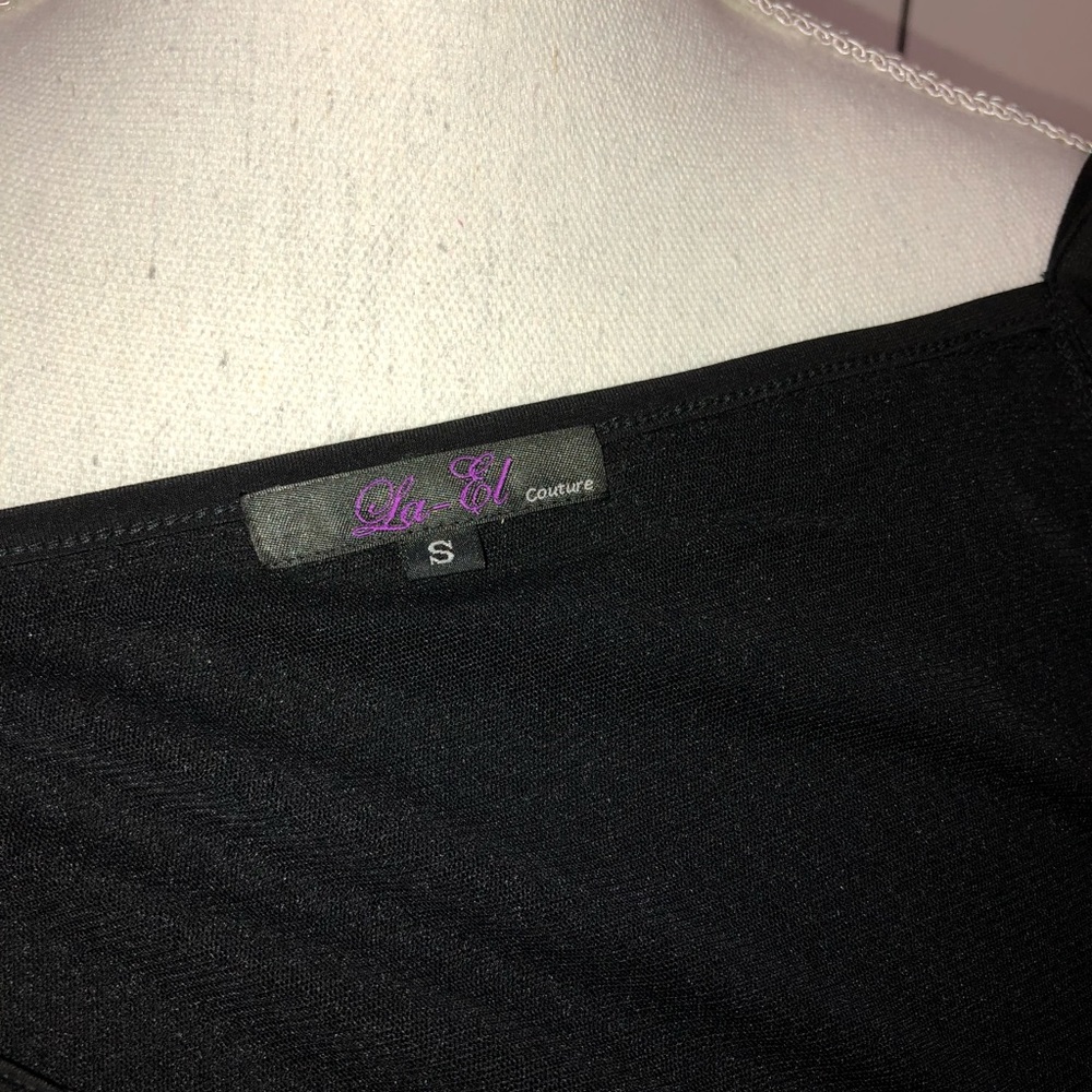 Black Sequence Top With Chiffon Sleeves - image 5